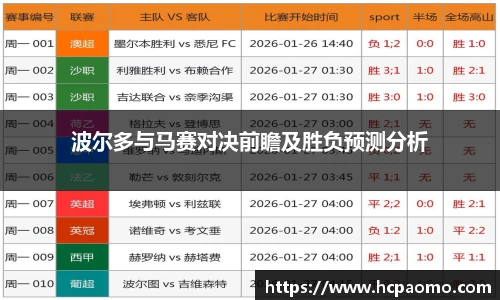 波尔多与马赛对决前瞻及胜负预测分析